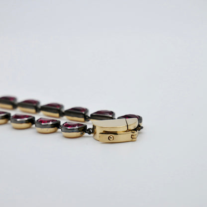 Georgian Victorian Riviere Scalloped Half Moon Collet Ruby Tennis Necklace
