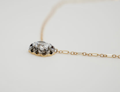 Cushion Cut Lab Diamond Gold Trombone Chain Necklace, 18K Gold, view 5