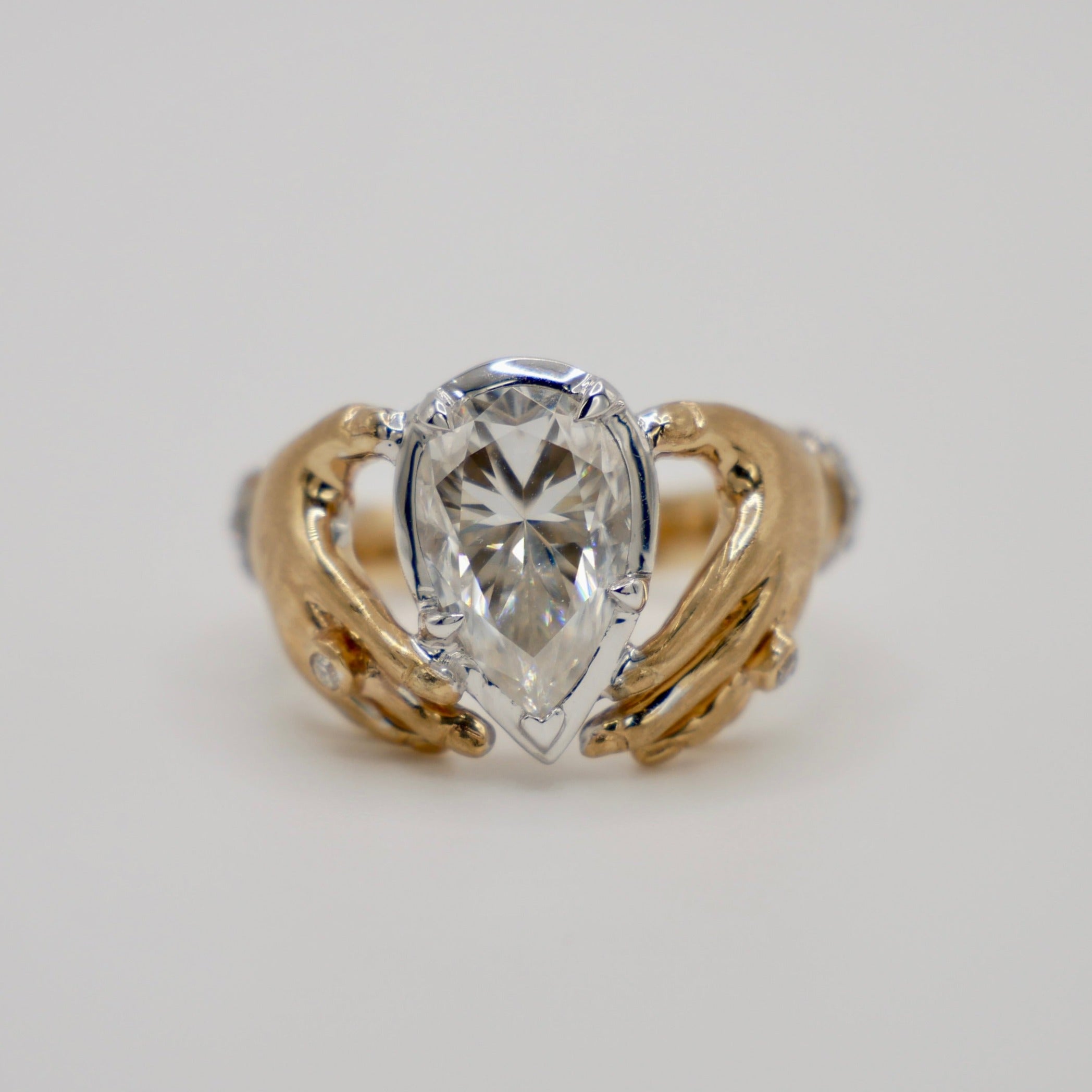 2 Carat Pear Antique or Vintage Inspired Claddagh Ring in 14K or 18K Gold 7 9k Pear