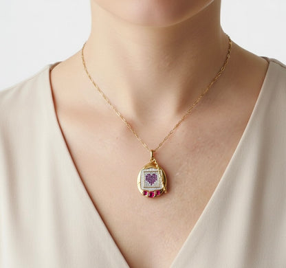Pet Egg Pendant with Moissanites and Gemstones on Ball Chain, 18K Gold Filled, view 13