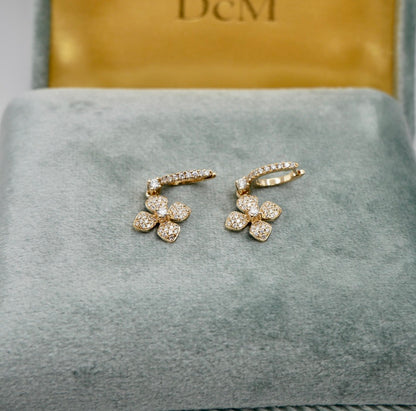 Diamond Clover Hoop Earrings, view 4