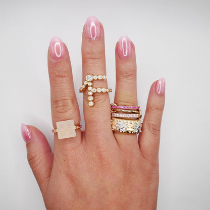 Building Block Ring with Quartz and Rainbow Sapphires, view 10
