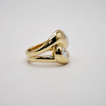 Moi et Toi Double Pear Shaped Wrap Ring, 18K Yellow Gold, view 3