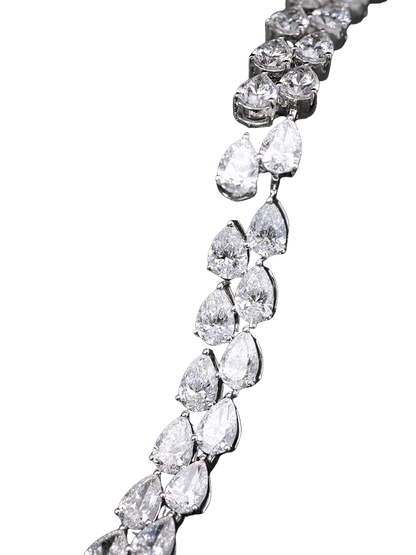Double Row Pear Tennis Bracelet - Natural Diamonds, 18K Gold, view 3