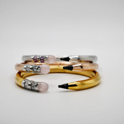 Pencil Bangle with Moissanite and Pink Nephrite, 18K Gold Filled, view 8