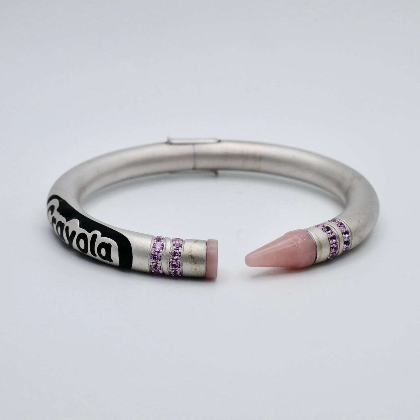 Customizable Crayon Bracelet with Pink Coral and Pink Moissanites