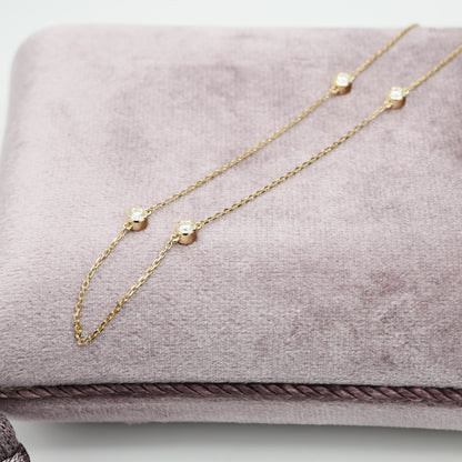 Diamond or Moissanite by the Yard Necklace, 14K Gold, view 7