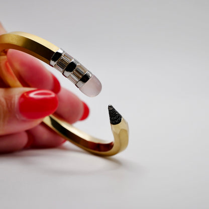 Pencil Bangle with Moissanite and Pink Nephrite, view 4