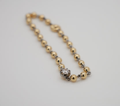 Ball Chain Georgian Victorian Bracelet with Moissanite or Lab Diamond, view 5