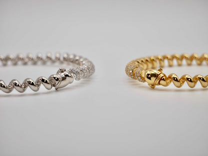 Fusilli Rotini Spiral Gold Moissanite Bangle, view 10