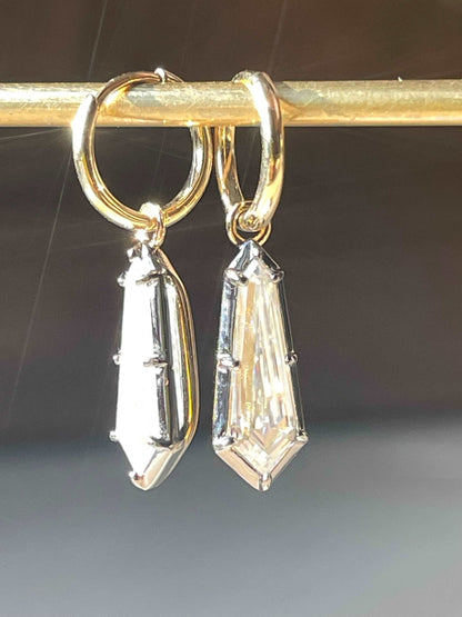 Custom Kite Georgian Victorian Earrings, Lab Diamond or Moissanite, view 3
