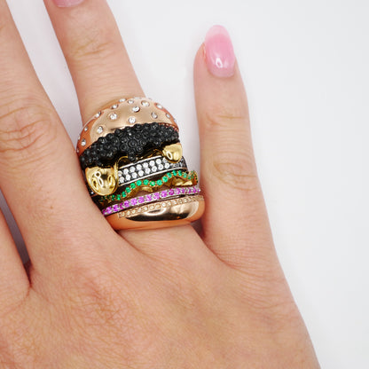 Stacked Caviar Hamburger Ring, 18K Gold Filled, view 5