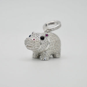 Baby Hippo Locket Pendant, White Gold