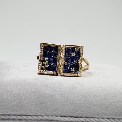 Enchanted Door Portal Moissanite and Sapphire Ring, 14K Gold, view 8