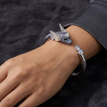 Dragonair Pokemon Cuff Bracelet Pavé Moissanite Moonstone, view 7