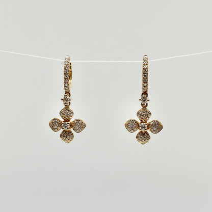 Diamond Clover Hoop Earrings