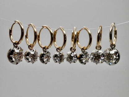 Custom Round Georgian Victorian Earrings, Lab Diamond or Moissanite, view 12