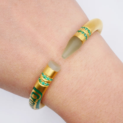 Customizable Crayon Bracelet with Nephrite and Lab Emeralds, Gold Filled, view 9
