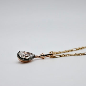 Georgian Victorian Diamond Pear Art Deco Ball Chain Pendant