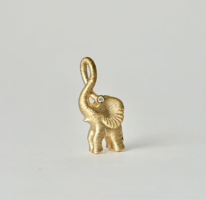 Diamond Small Elephant Pendant Charm, 18K Gold, view 7
