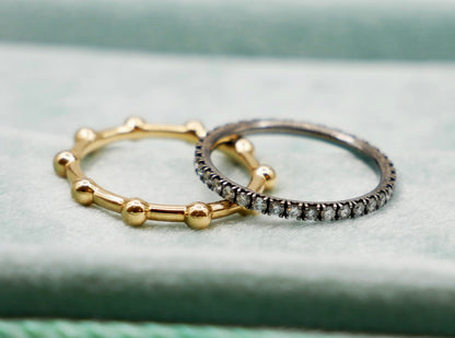 Micro Pave Thin Gold Diamond or Moissanite Ring, view 7