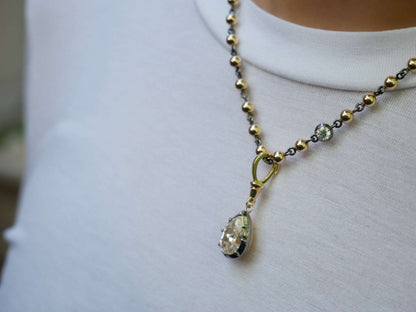 Georgian Victorian Moissanite Pear Art Deco Ball Chain Pendant, view 10