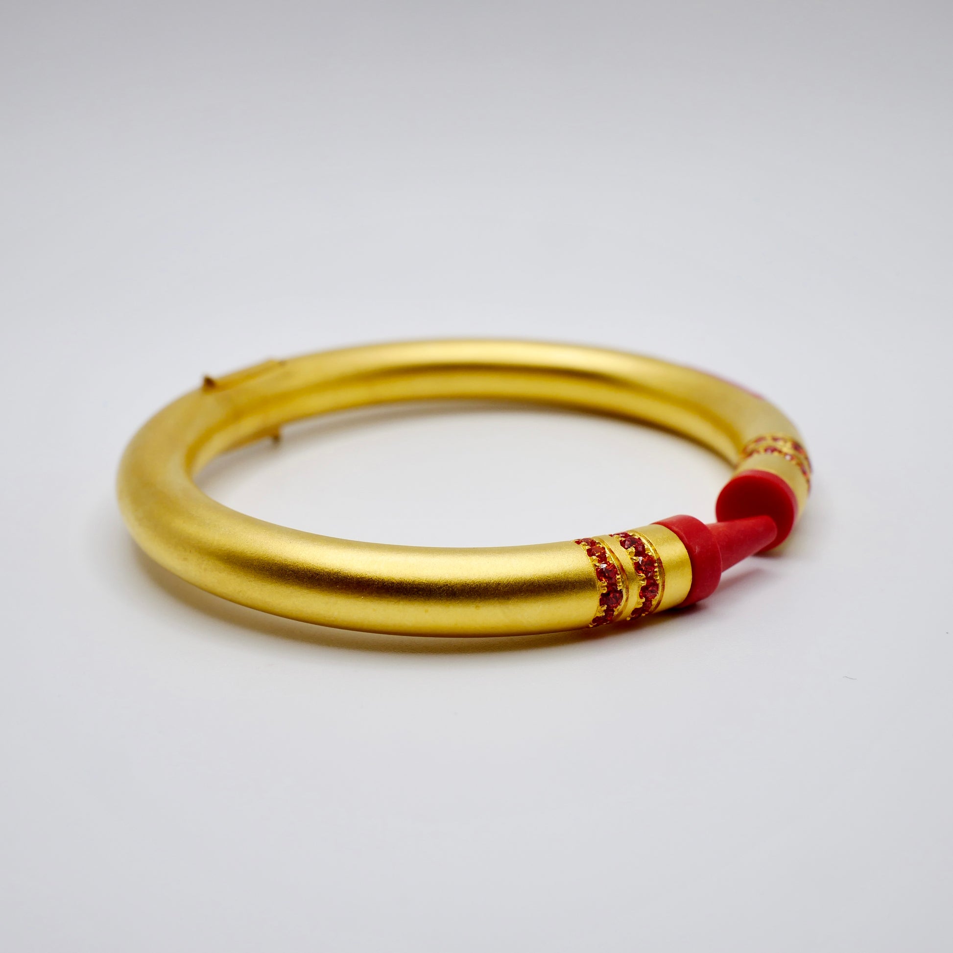 Customizable Crayon Bracelet in 18K Gold Filled with Orange Coral and Orange Moissanites | Nadine Ghosn style | Drake jewelry | Justin Bieber jewelry | Beyonce jewelry | novelty fun fine jewelry | by Disco Marshmallow