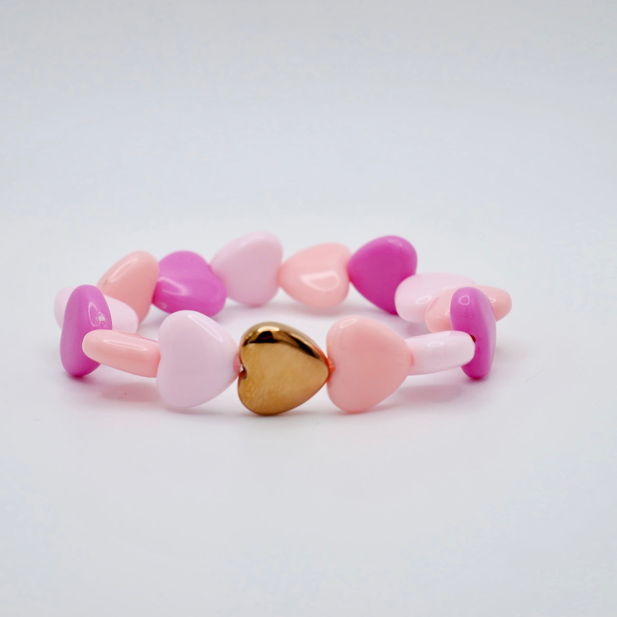Pastel Heart Bead Stretch Bracelet with Heart Bead, 18K Gold Filled, Ready to Ship (Copy)