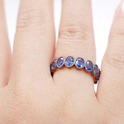Eternity Band with Oval Sapphires in Milligrain Setting, view 8