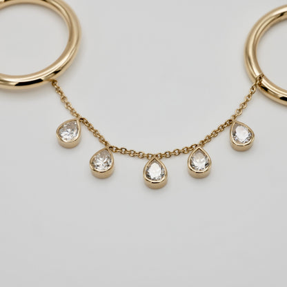 Double Ring with Pear Shaped Moissanites, 14K Gold, view 3