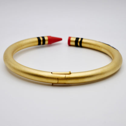 Customizable Crayon Bracelet with Orange Coral Tips and Black Accents