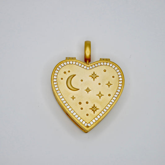 Celestial Makeup Palette Heart Locket Pendant in 18K Gold Filled