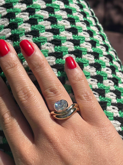 Oval Moissanite Sculptural Ring, view 8