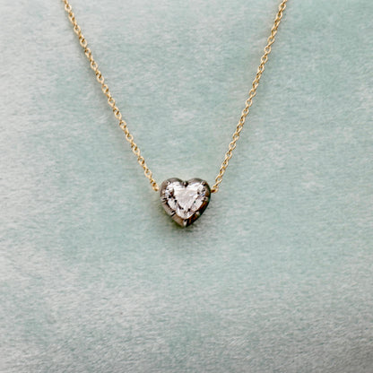 Heart Lab Grown Diamond Gold Georgian Necklace, view 4