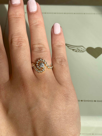 Wave Ocean Conch Shell Lab Moissanite or Diamond Ring, 18K Gold, view 5