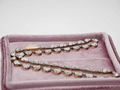 Georgian Victorian Riviere Scalloped Half Moon Collet Tennis Necklace, view 5