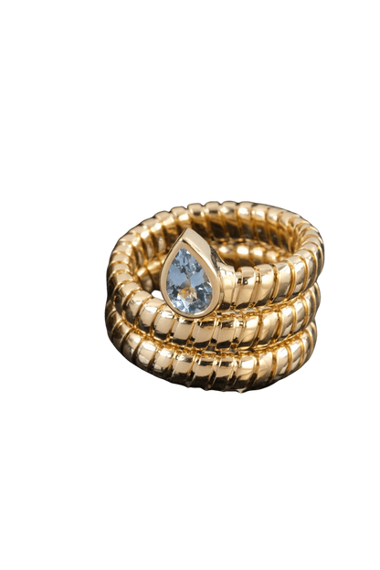 Tubogas Serpenti Snake Ring with Peridot, 18K Gold, view 3