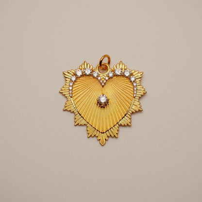 Graduating Moissanite Heart Love Token Pendant, 18K Gold