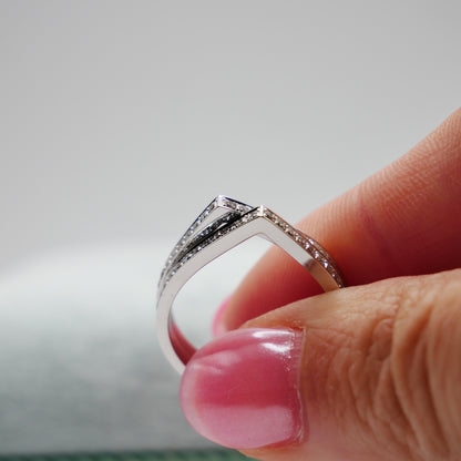 Geometric Double Band Diamond Ring with Lab Grown Diamonds, 18K Gold, view 6