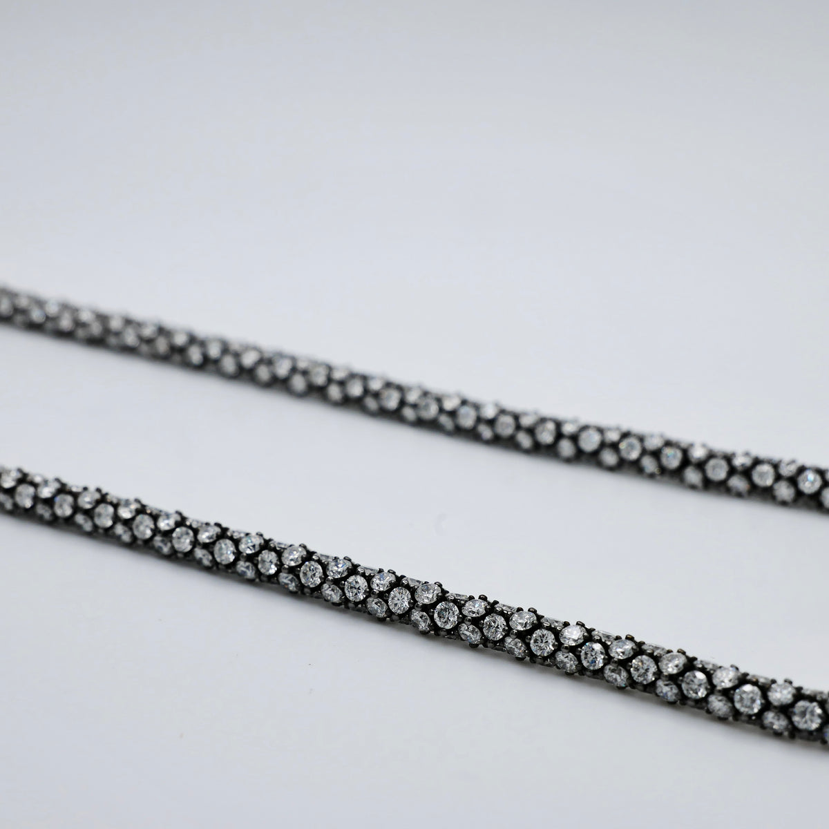 Georgian style pavé rope necklace, moissanite or lab-grown diamonds in blackened silver