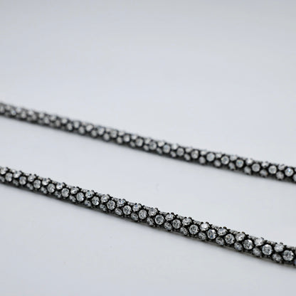 Georgian style pavé rope necklace, moissanite or lab-grown diamonds in blackened silver