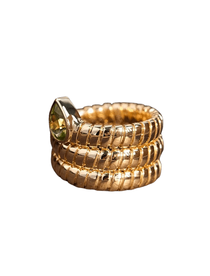 Tubogas Serpenti Snake Ring with Peridot, 18K Gold, view 6