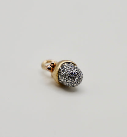 Pave Diamond Acorn Pinecone Pendant Charm, 18K Gold, view 4