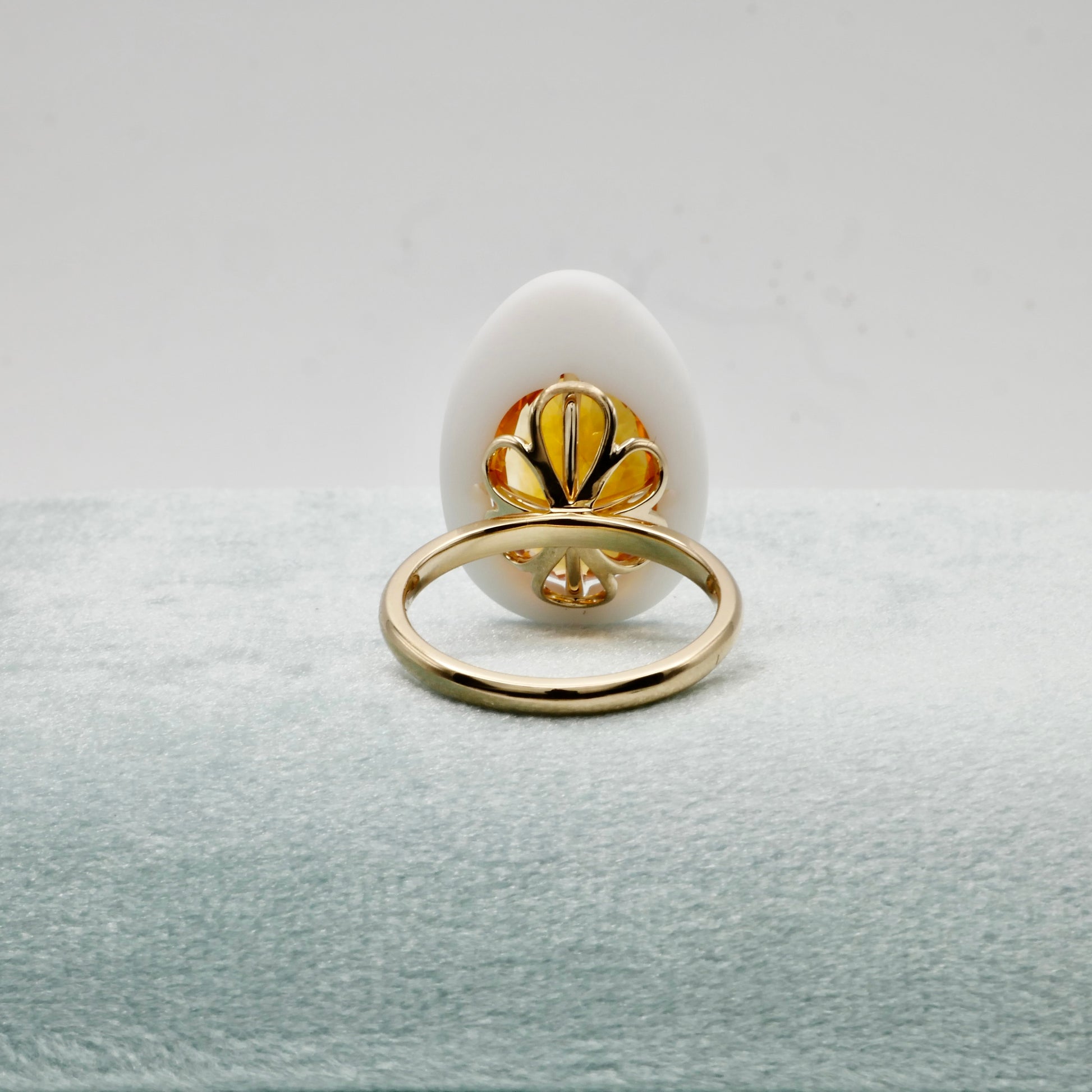 Natural Citrine Porcelain Egg Ring in 14K Yellow Gold | Statement Cocktail Ring | November Birthstone | by Disco Marshmallow