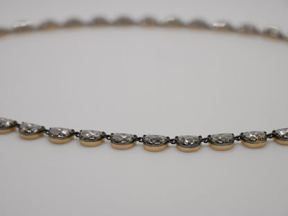 Georgian Victorian Riviere Scalloped Half Moon Collet Tennis Necklace, view 4