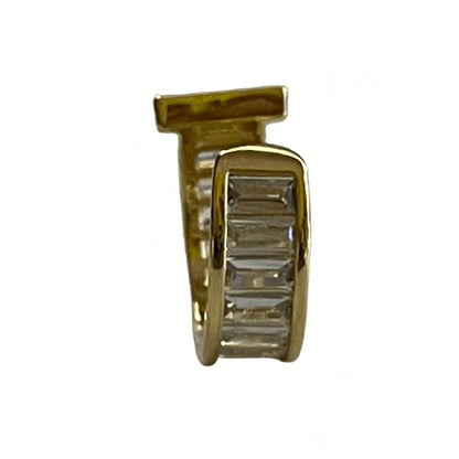 Emerald Cut Pave Moissanite Ear Cuff, 14K Gold, view 2
