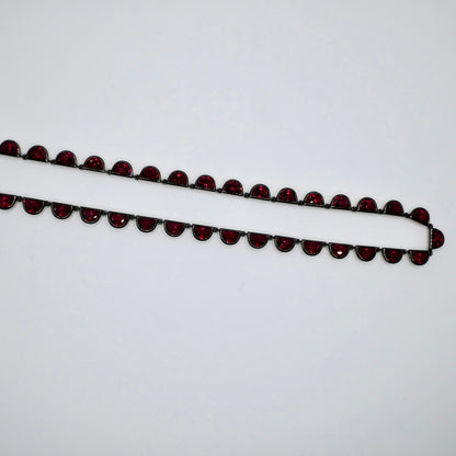 Georgian Victorian Riviere Scalloped Half Moon Collet Ruby Tennis Necklace