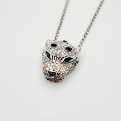 Pave Diamond Panther Necklace, 18K Gold