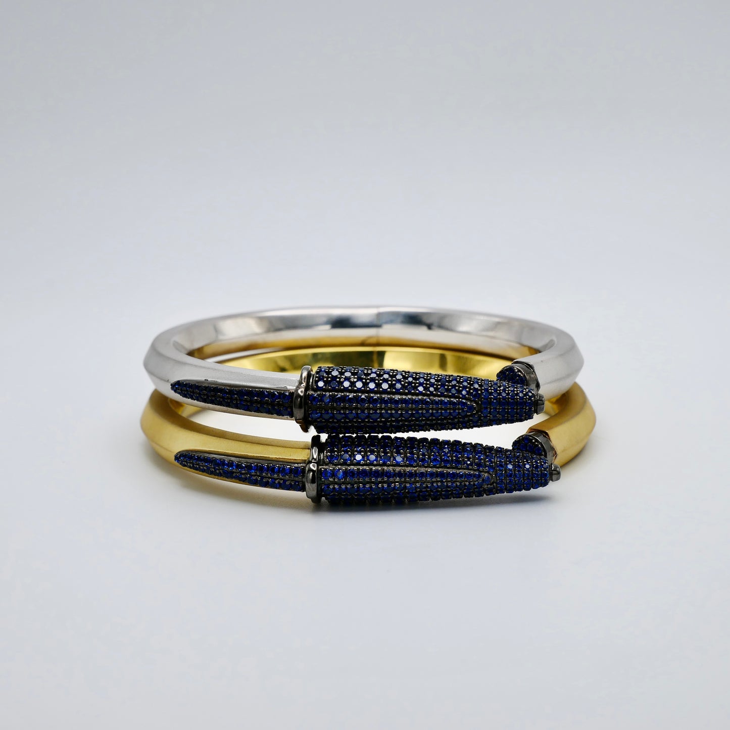 Pen Bangle with Lab Grown Blue Sapphire Pavé, 18K White Gold Filled, view 8