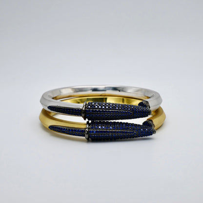 Pen Bangle with Lab Grown Blue Sapphire Pavé, 18K White Gold Filled, view 8